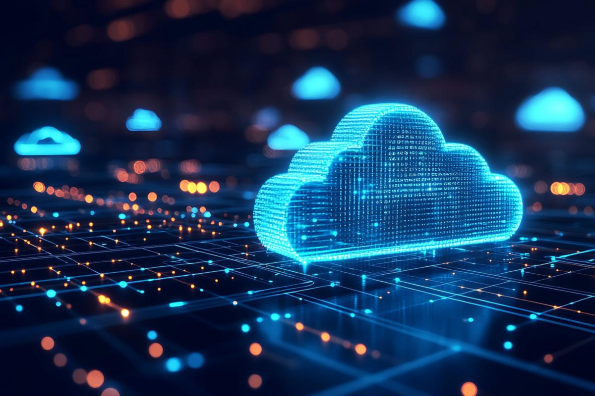 Digital representation of cloud computing.