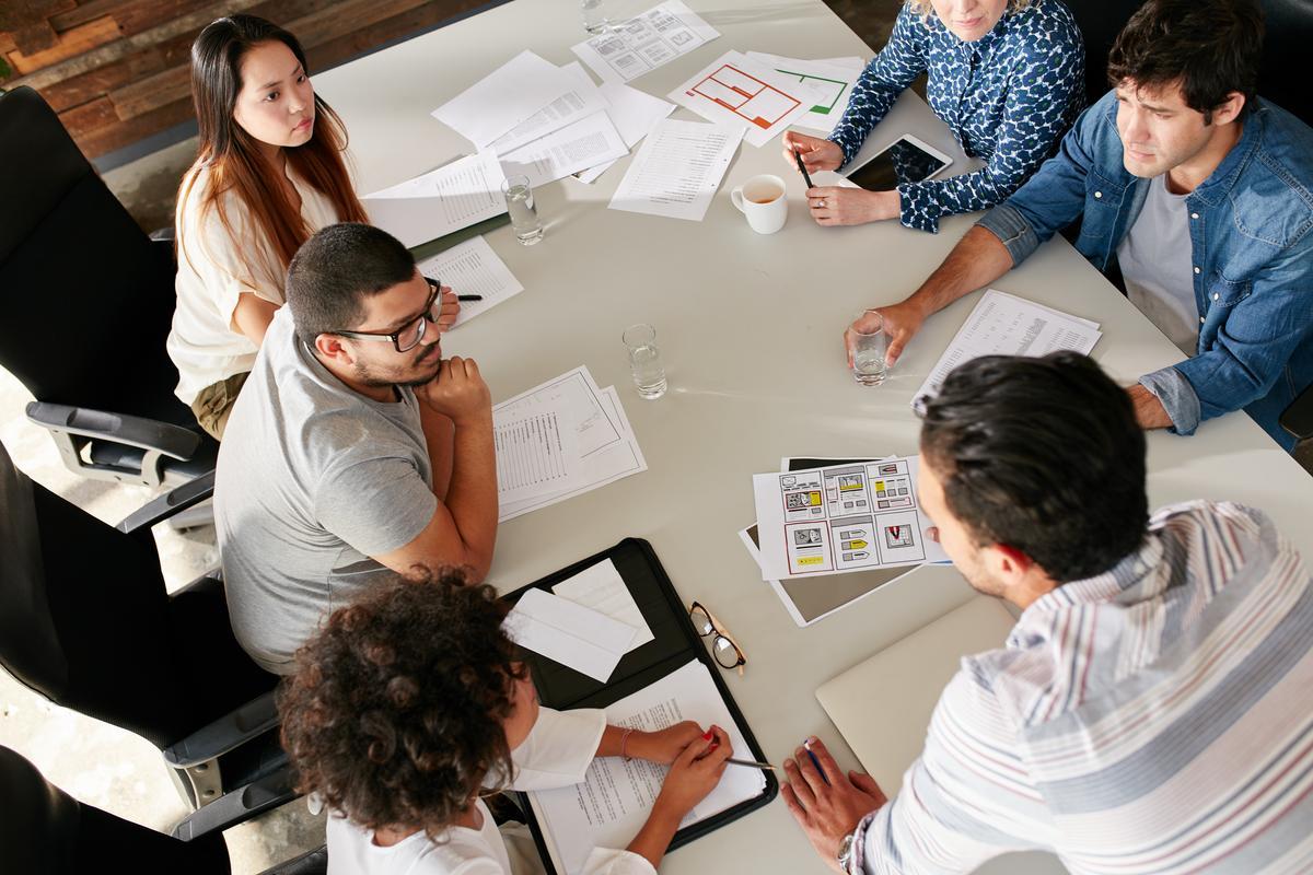 Meeting in an modern office