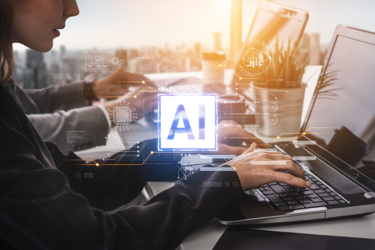 AI core technology presented with digital circuit connections symbolizing AI systems processing