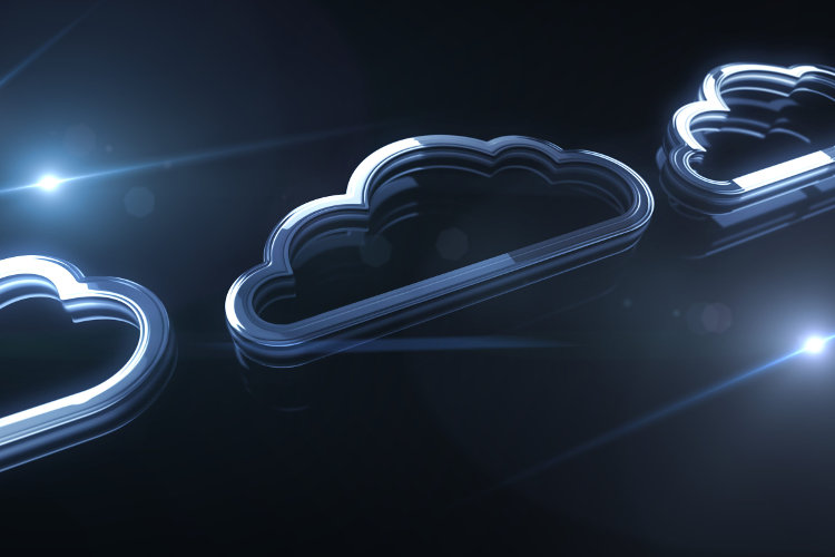 Cloud computing and online storage and internet server golden metal shine symbol concept
